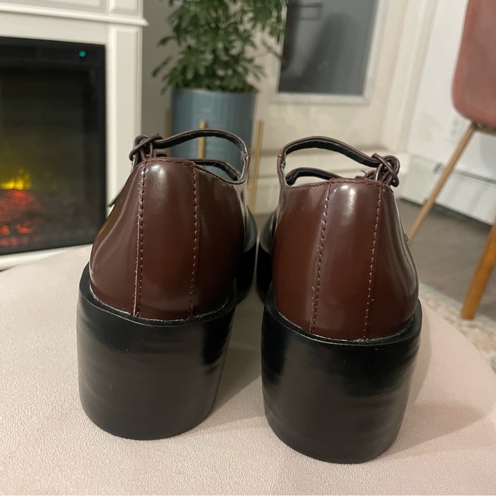 NWOT Camper Billie Platform Mary Jane Heeled Leather Shoes in Burgundy - Picture 10 of 13